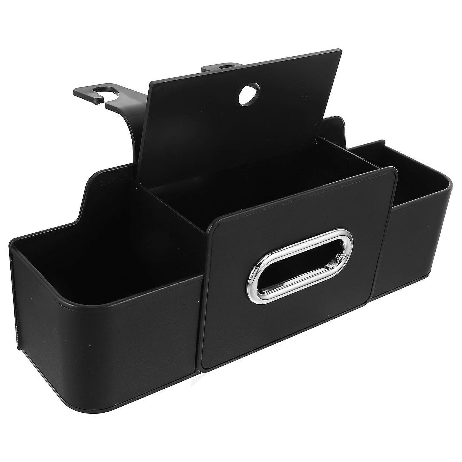 Black Car Seat Organizer with Tissue Box Function