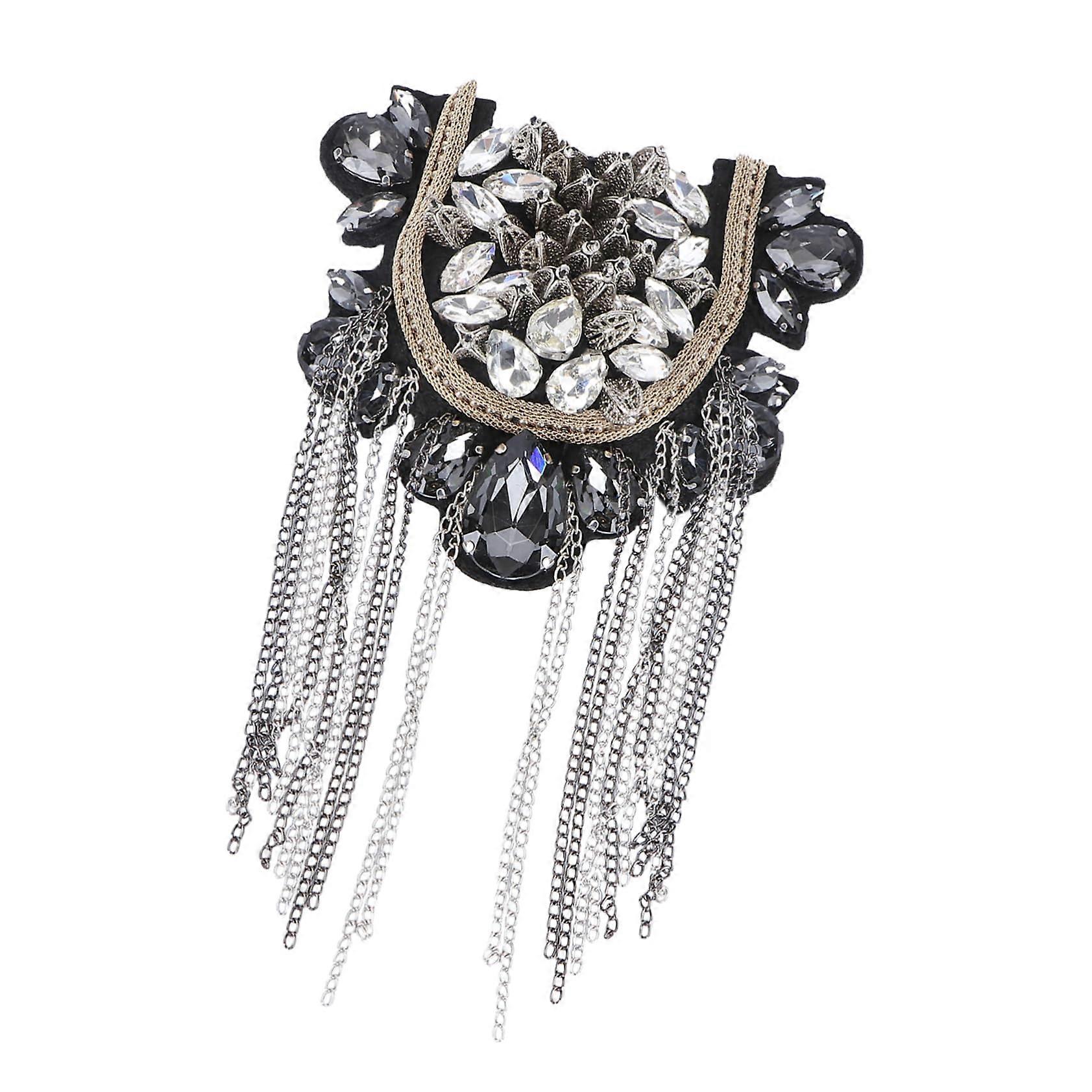 Hand Stitched Beaded Rivet Tassel Patch for Clothing Hats Brooches and DIY Sewing Projects