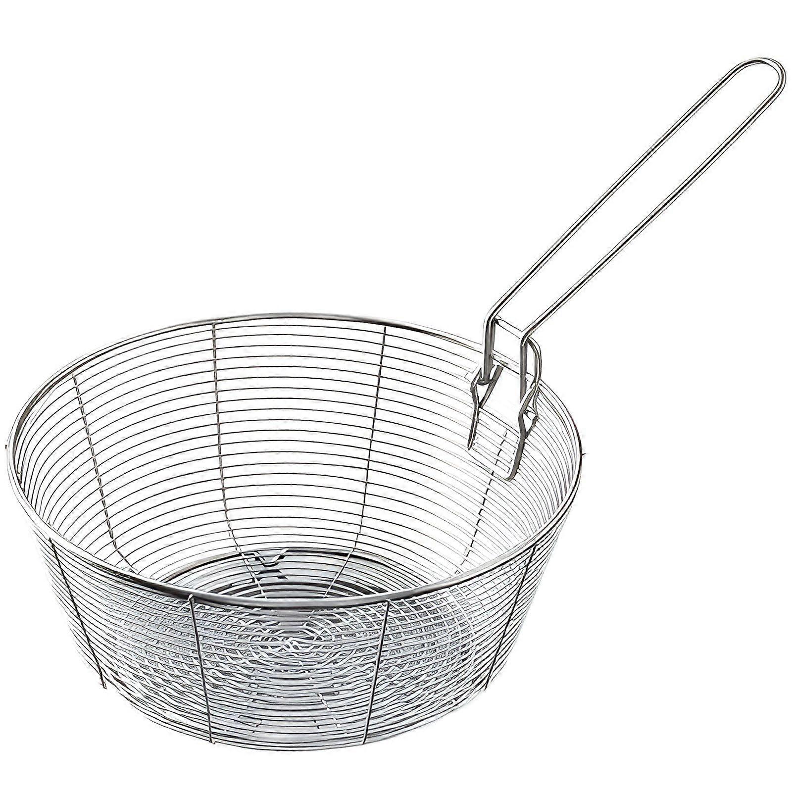 Stainless Steel Deep Fryer Basket with Handle for Oil Draining and Frying 22x10x15.5 cm
