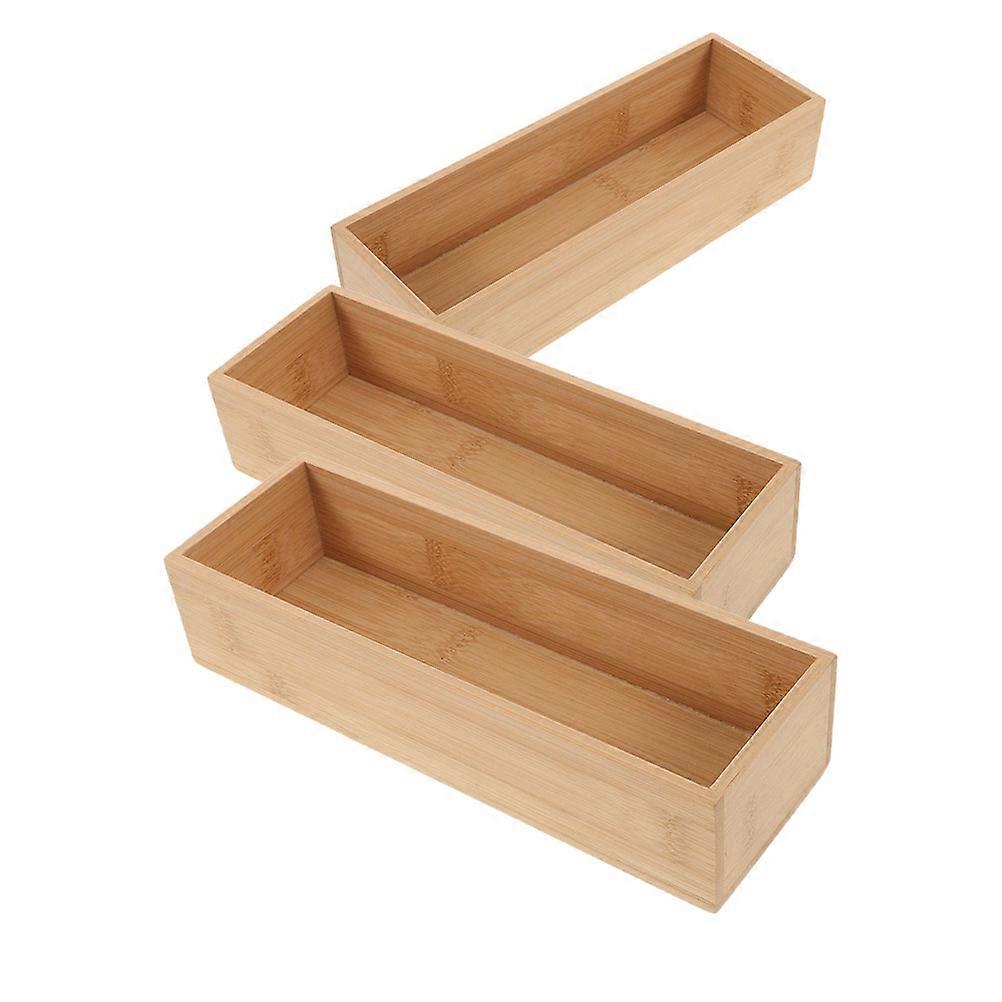 Bamboo Drawer Organizer for Storage 3Pcs Stackable Wooden Boxes for Kitchen