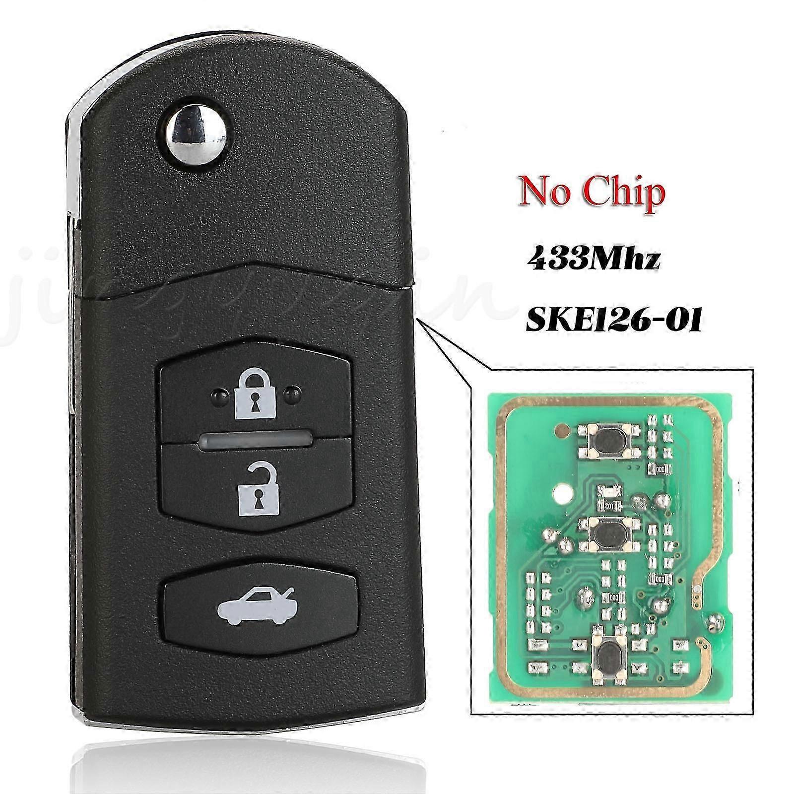 Folding Remote key Car Starter 3 Button 433MHz 4D63 Chip For Mazda 2 / 3 / 5 / 6 / MX5 / CX7 (SKE126-01)