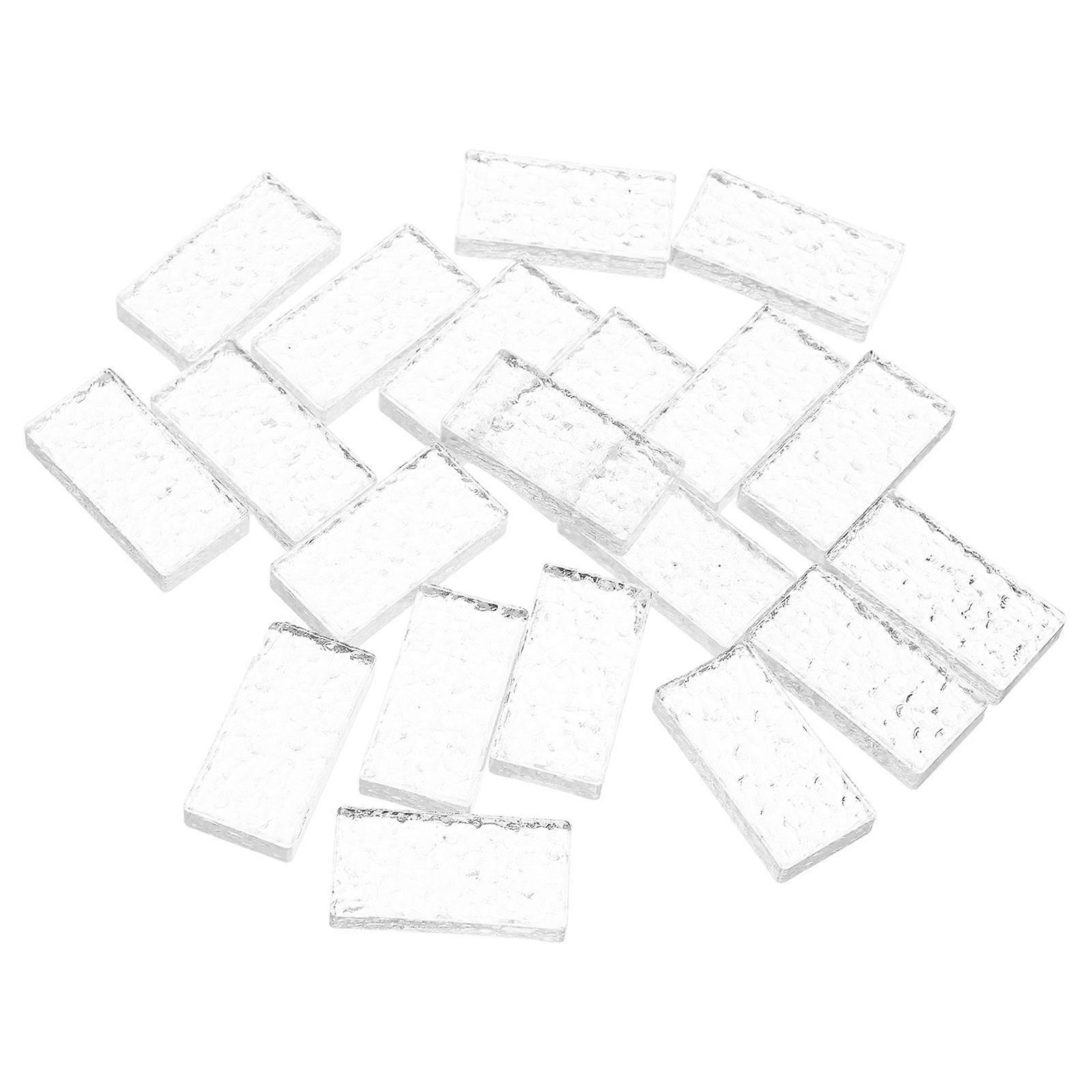 Glass Miniature Bricks for Model Building Accessories 20Pcs Clear Rectangle Blocks