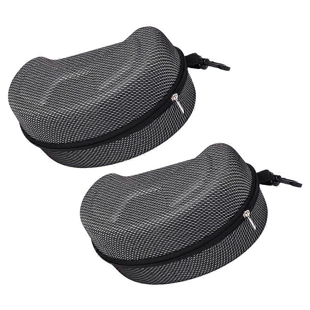 Black Hard Shell Motorcycle Goggles Case for Protective Storage 2Pcs