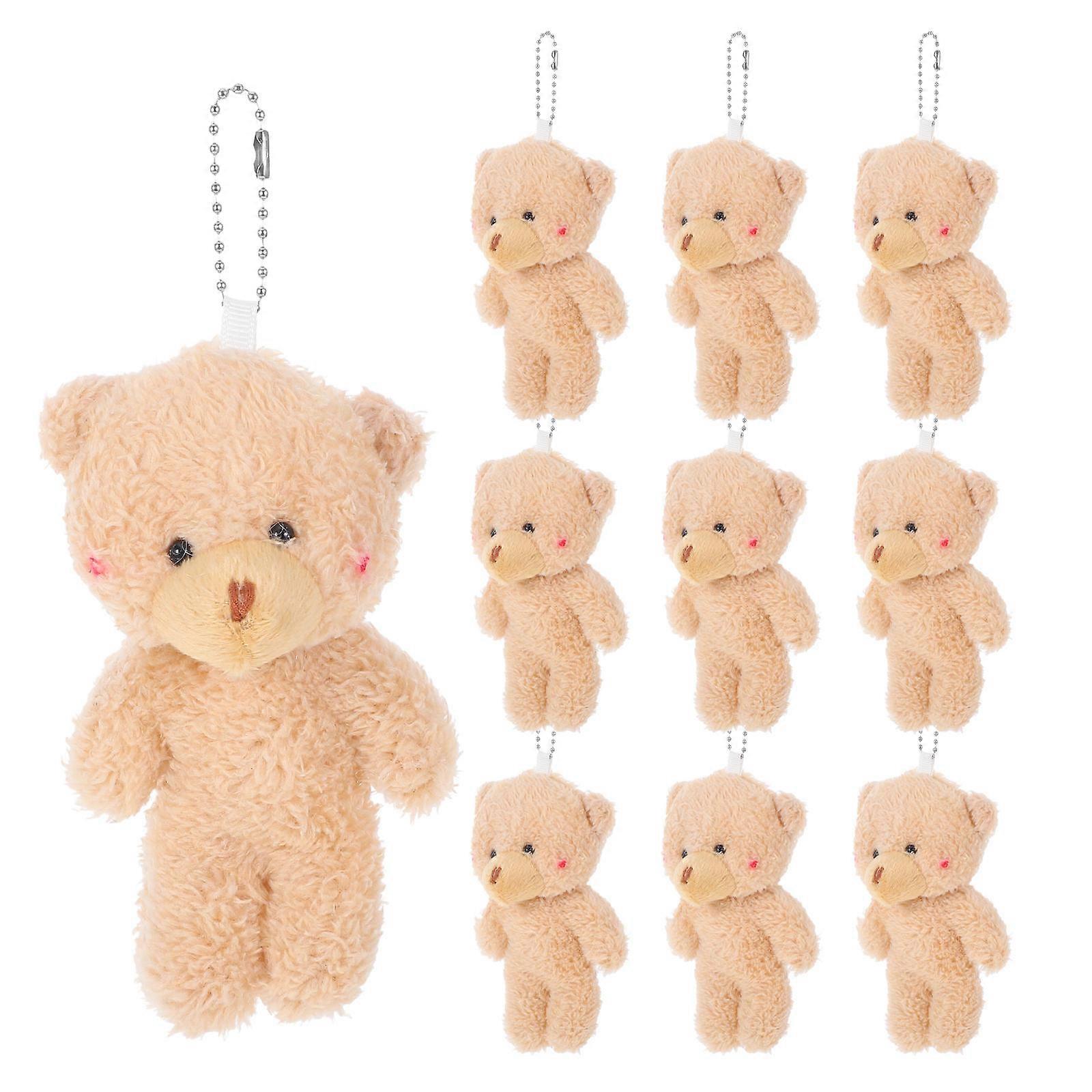 Bear Plush Pendant Keychain with Soft Material for DIY Use 10Pcs