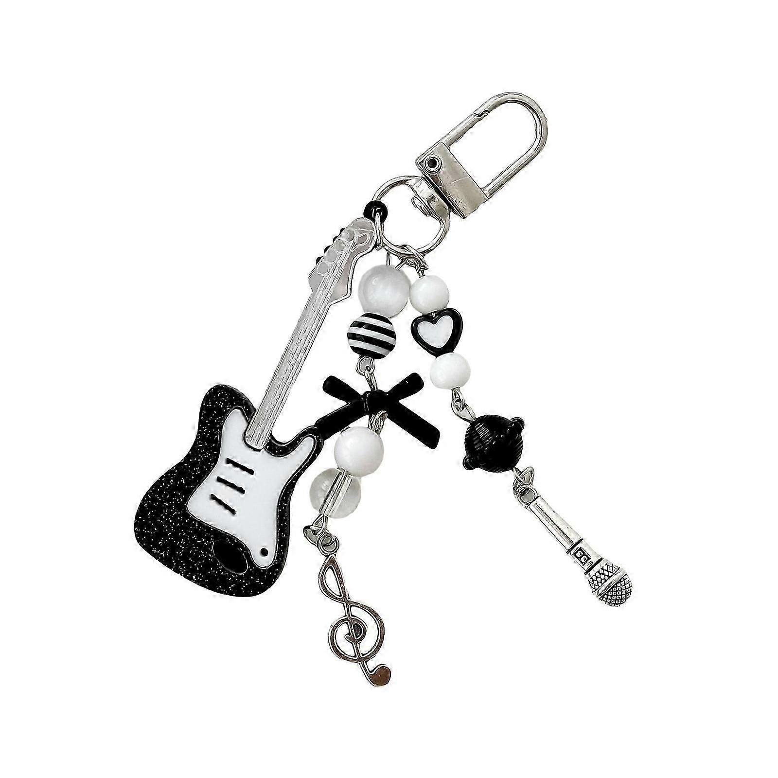 Guitar Keychain Stylish Phone Charm Eye Catching Keyring Alloy Texture Key Pendant Perfect for Music Enthusiasts Present