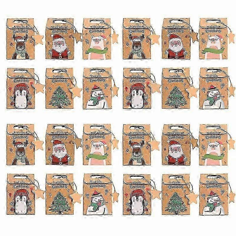 6/12/24pcs Christmas Advent Calendar Gift Boxes House Shape Candy Cookie? Box With Stickers Ribbon DIY Present Packaging Boxes