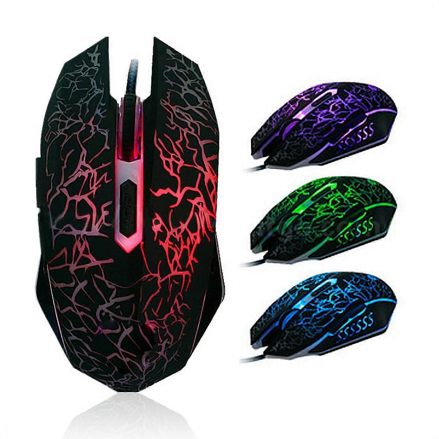 Professional Colorful Backlight 4000DPI Optical Wired Gaming Mouse Computer Mice Feel good (Color : Black)