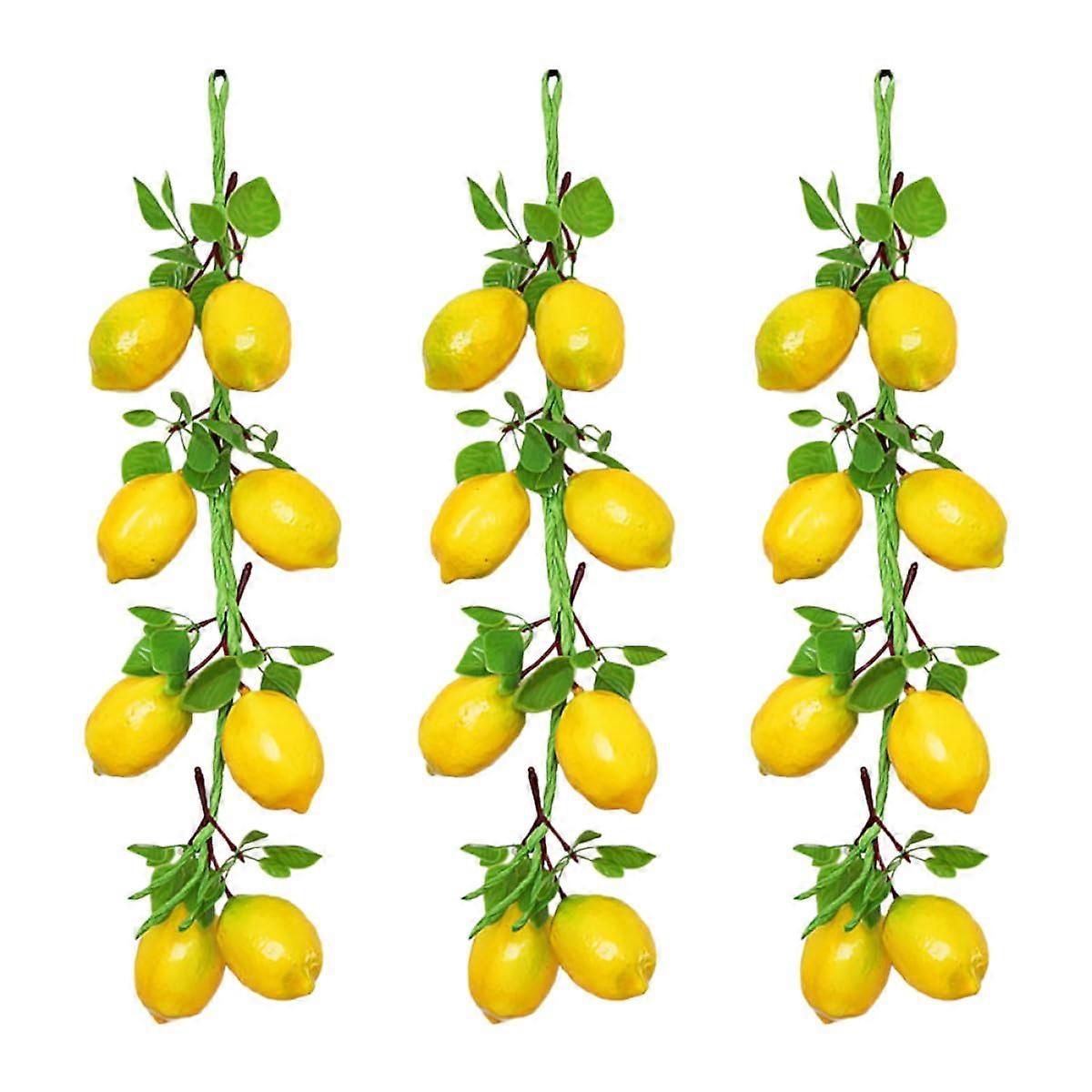 Artificial Lemons 3pcs Realistic Fake Lemon Decoration for Home Kitchen Party Display and Education