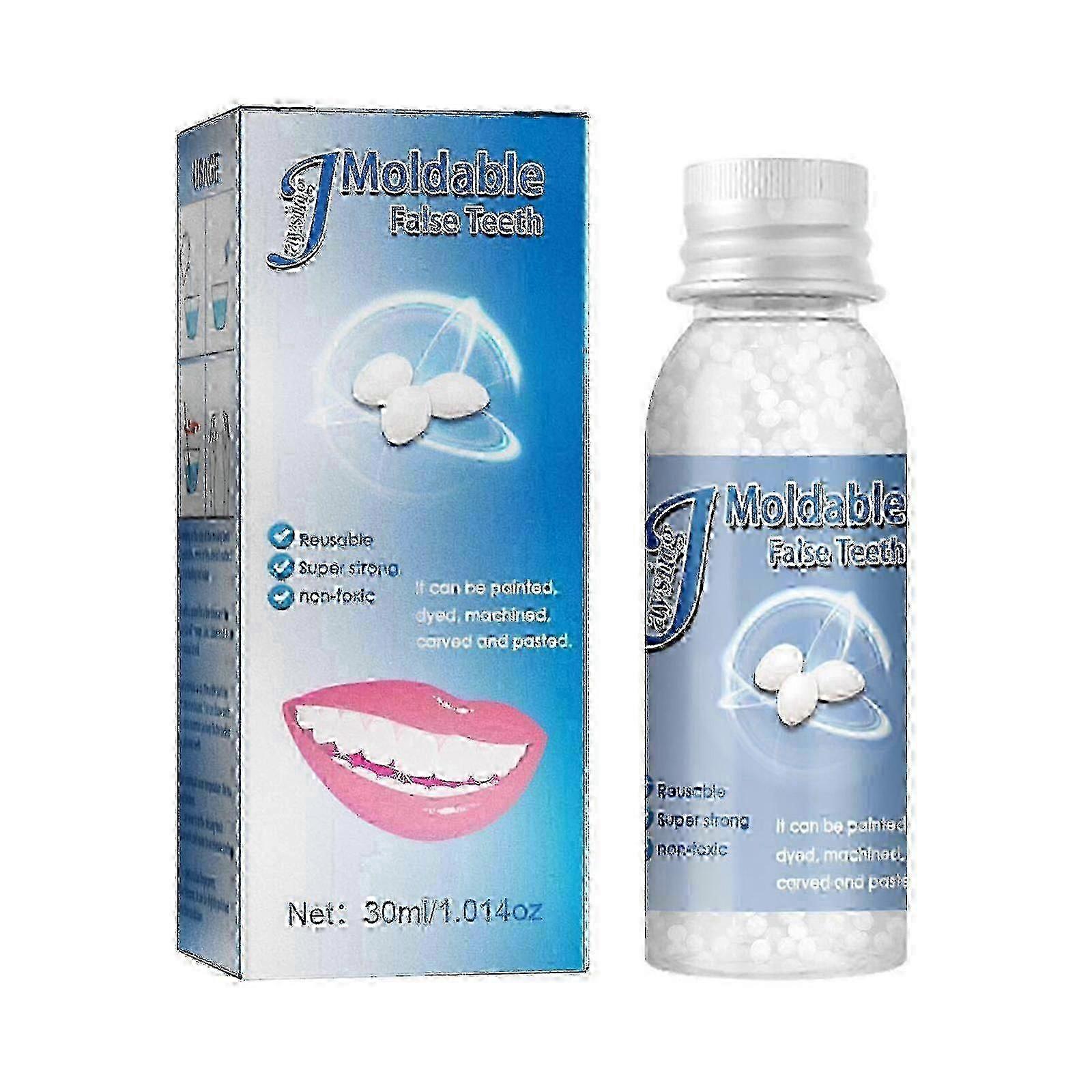 Moldable False Teeth Kit - Temporary Plastic Fillings & Gap Filler for Broken Teeth (Hot Glue Application)