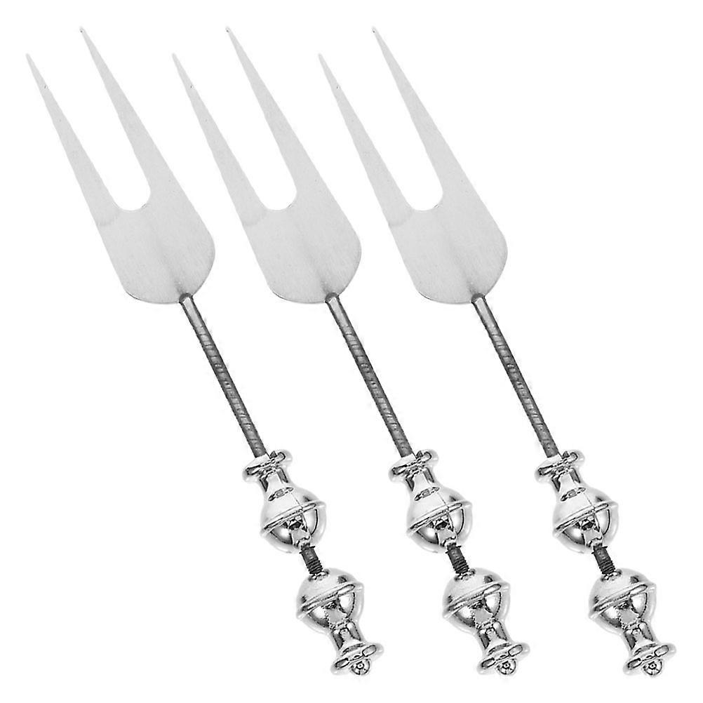 Fruit Fork Stainless Steel Forks for Dining 3Pcs with Creative Bead Design