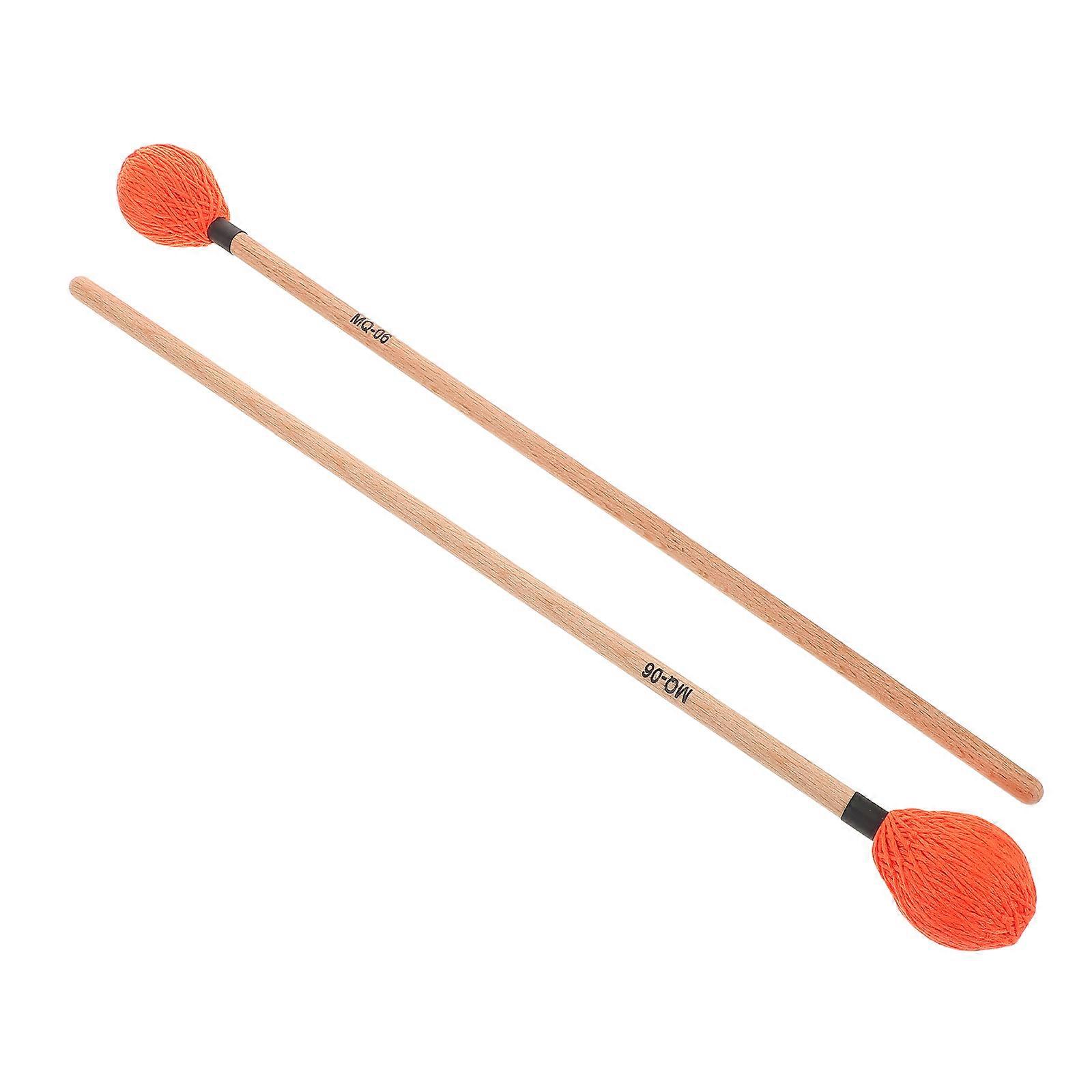 Maple Wood Drum Mallets for Percussion Use 1Pair Marimba Mallets with Yarn Heads