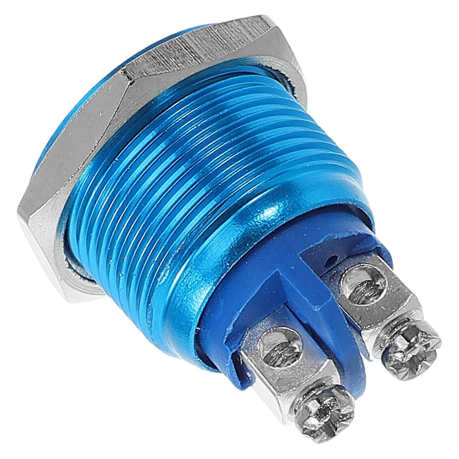 Blue Metal Button Switch Push Button for Car Vehicle Self Locking