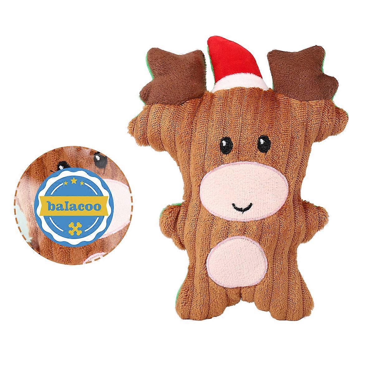 Brown Plush Deer Squeaky Toy for Pet Playing 3Pcs Interactive Toys