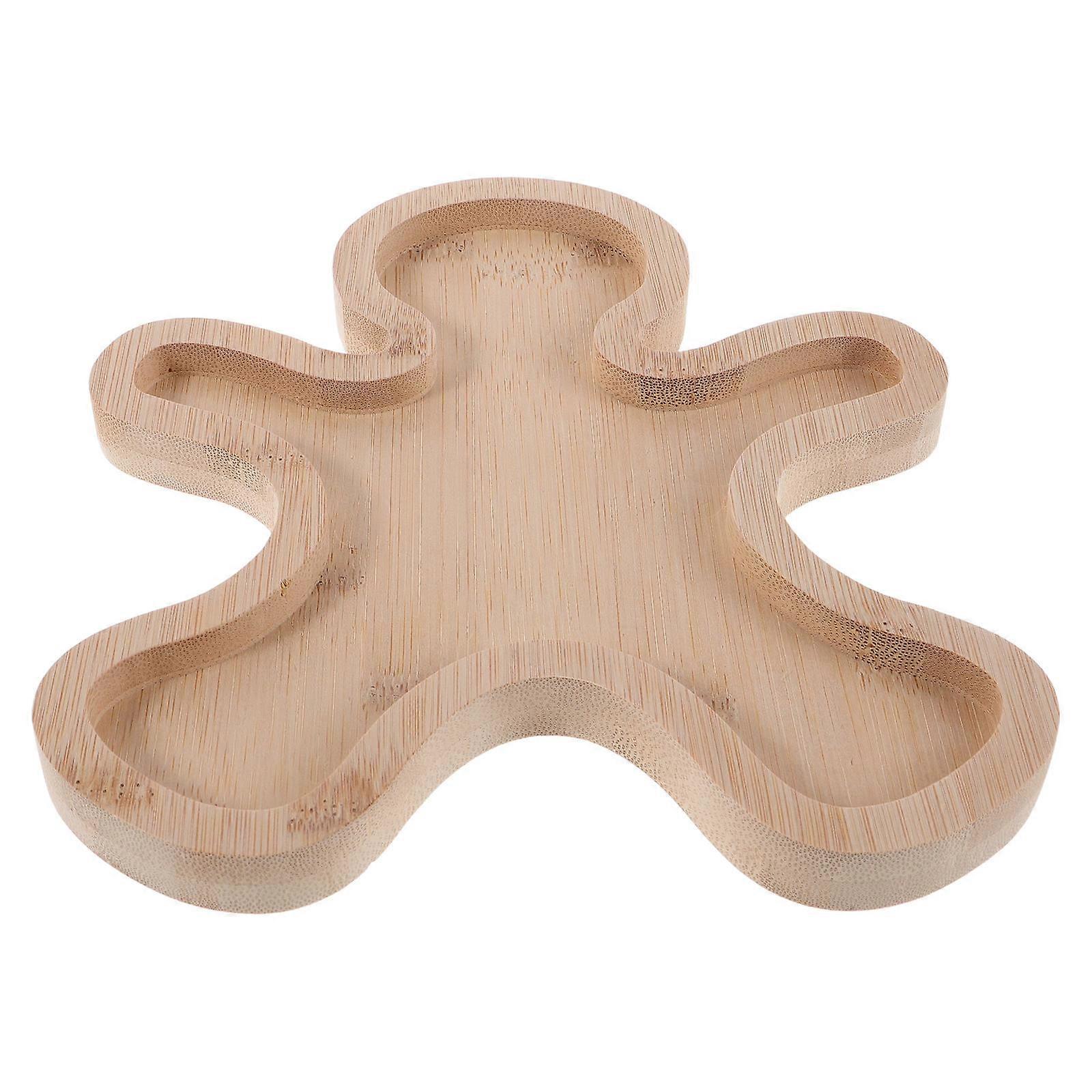 Holiday Platter Wood Gingerbread Serving Tray for Snacks 2Pcs