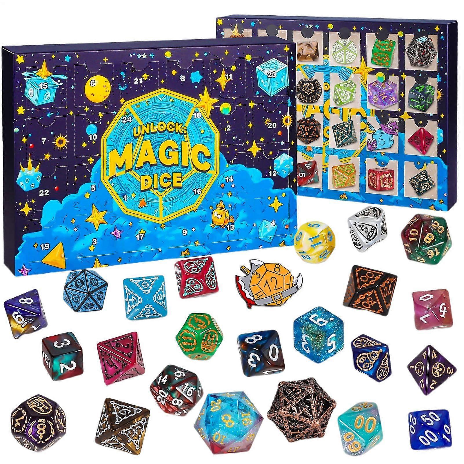 Christmas Dice Advent Calendar RPG Dice Set, 24Day Countdown for Tabletop Games and DnD