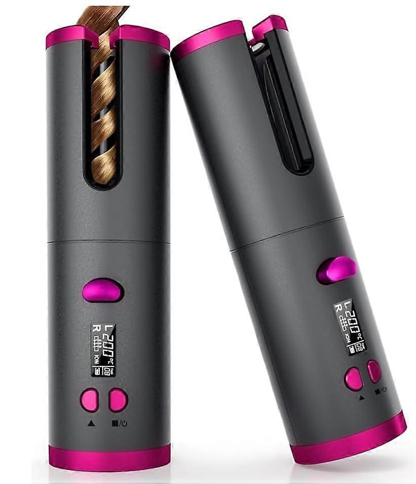 Cordless Automatic Hair Curler with LCD Display, USB Rechargeable Ceramic Curling Iron for Short and Long Hair