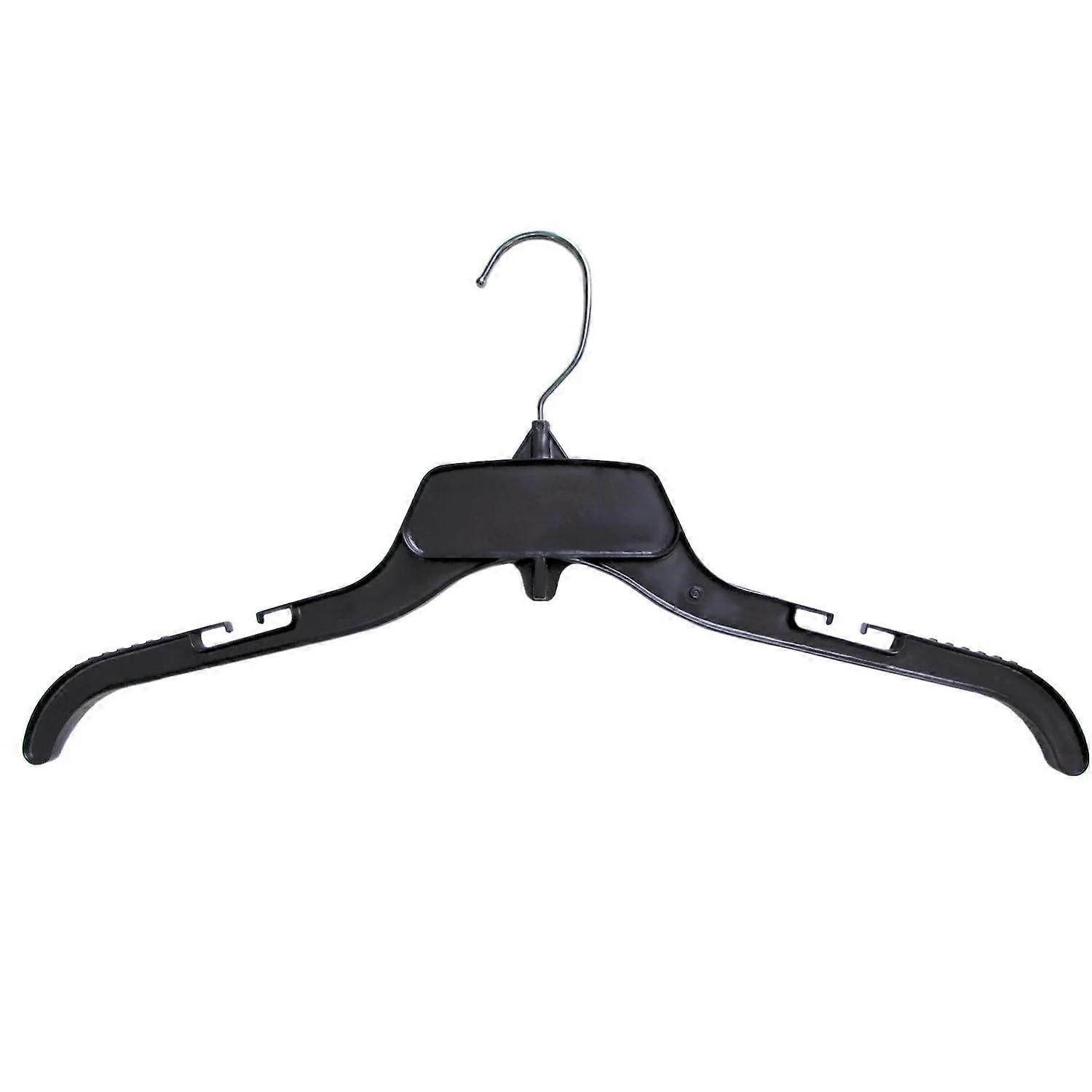 Black Plastic Clothes and Suit Hangers 19 Inch Set of 10 with Swivel Hooks and SlipResistant Notches