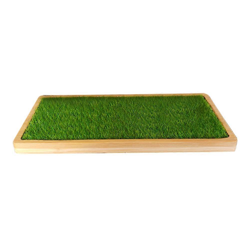 Bamboo Tray Display Stand for Storage Use Artificial Grass Figurine Holder