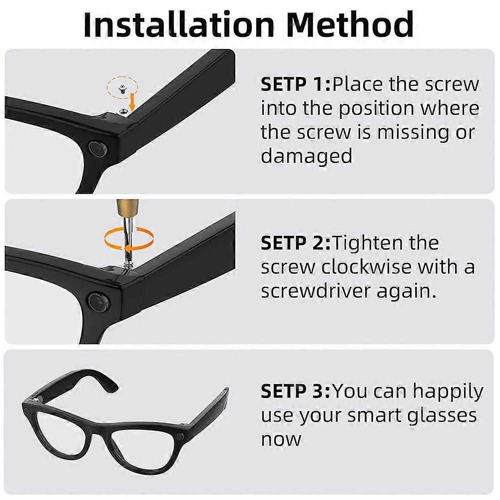 Screwdriver & 10Pcs Screw Set Easily Replace Smart Sunglasses Temple Screws