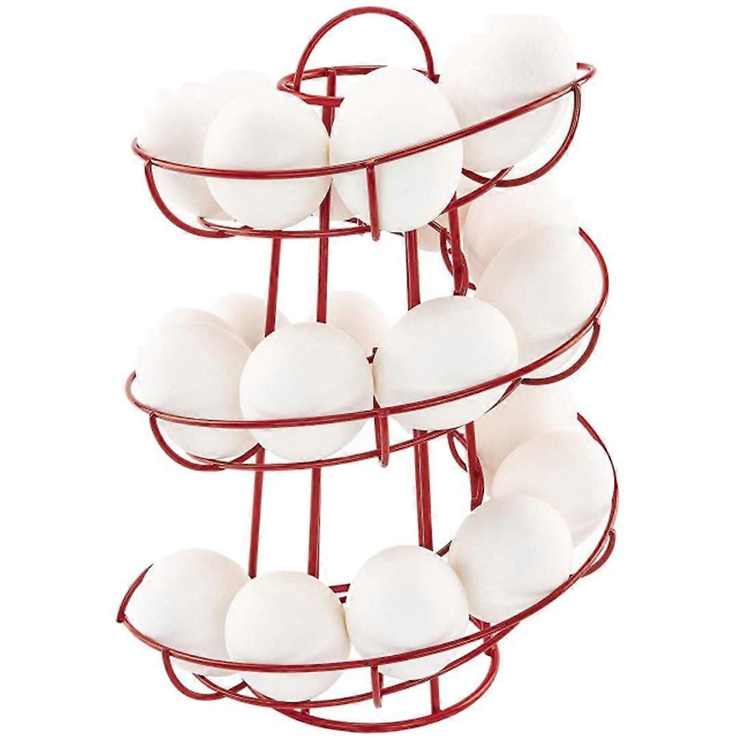 Egg Holder Spiral Egg Storage Rack for Kitchen Countertop, SpaceSaving Dispenser, Red