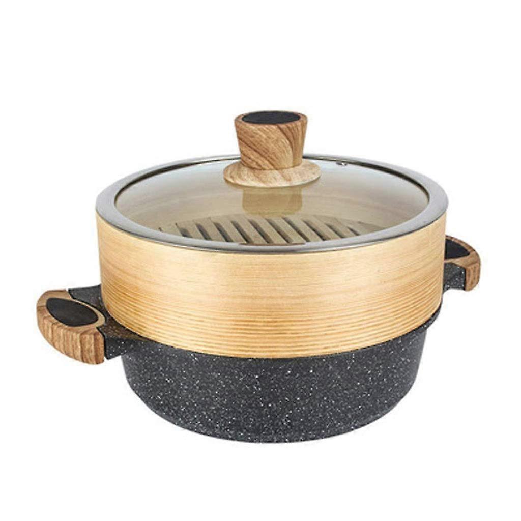 24cm Nonstick Cookware Induction Compatible Pot with Tempered Glass Lid for Easy Clean Cooking