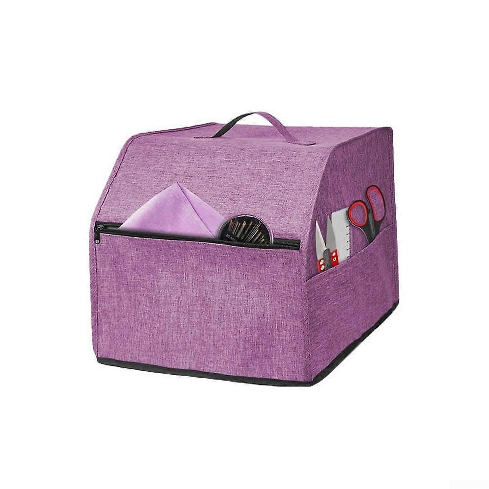 Overlock Sewing Machine Cover with Multiple Storage Pockets and Dust Protection, Purple