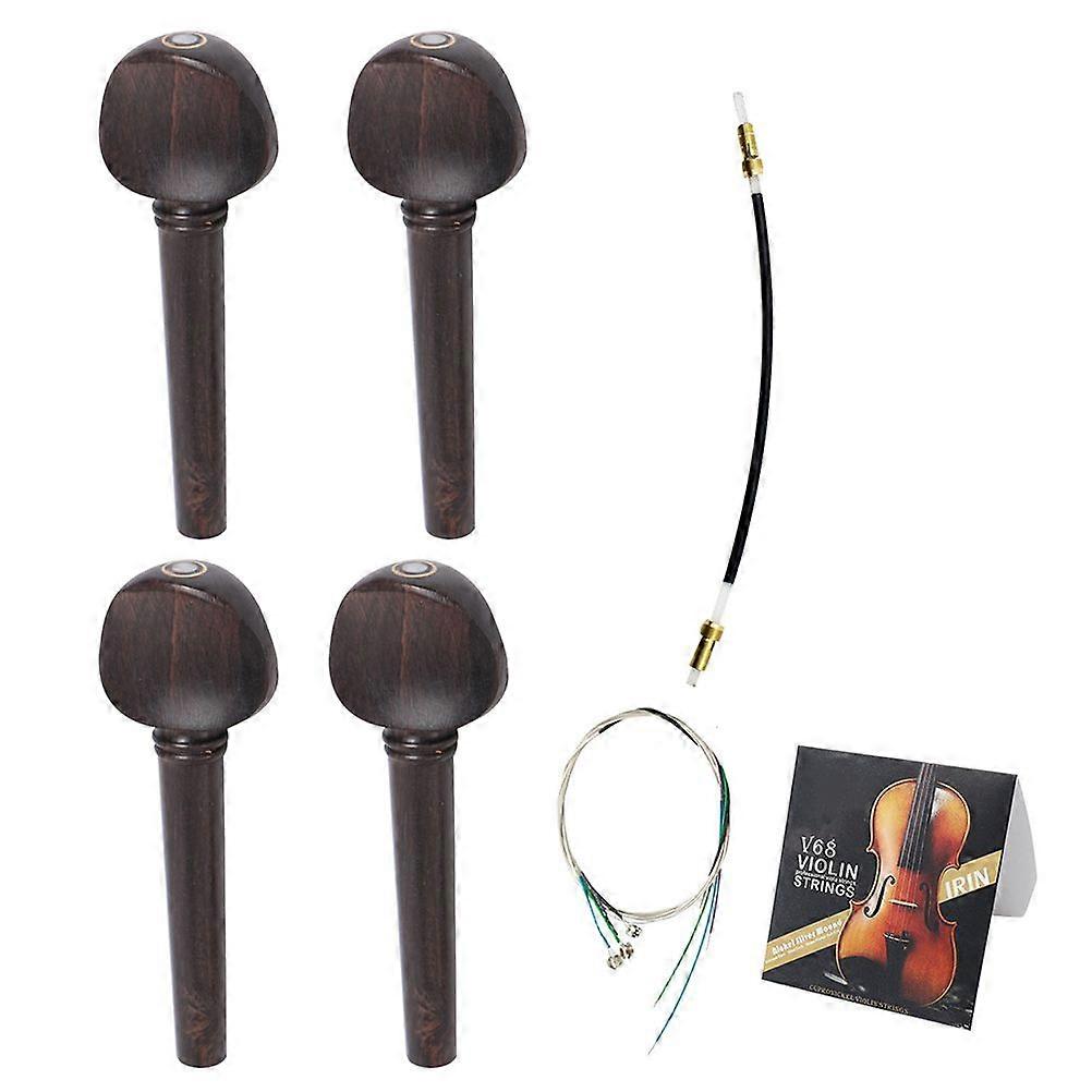 1 Set Violin Three-piece String Set Ebony String Axle Tail Rope Instrument Accessories (Assorted Color)
