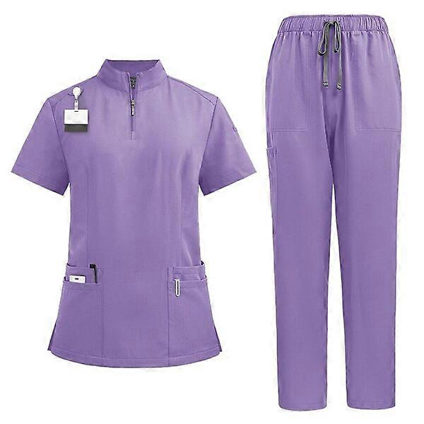 Medical work clothes polyester 72% blend multi-pocket medical uniform
