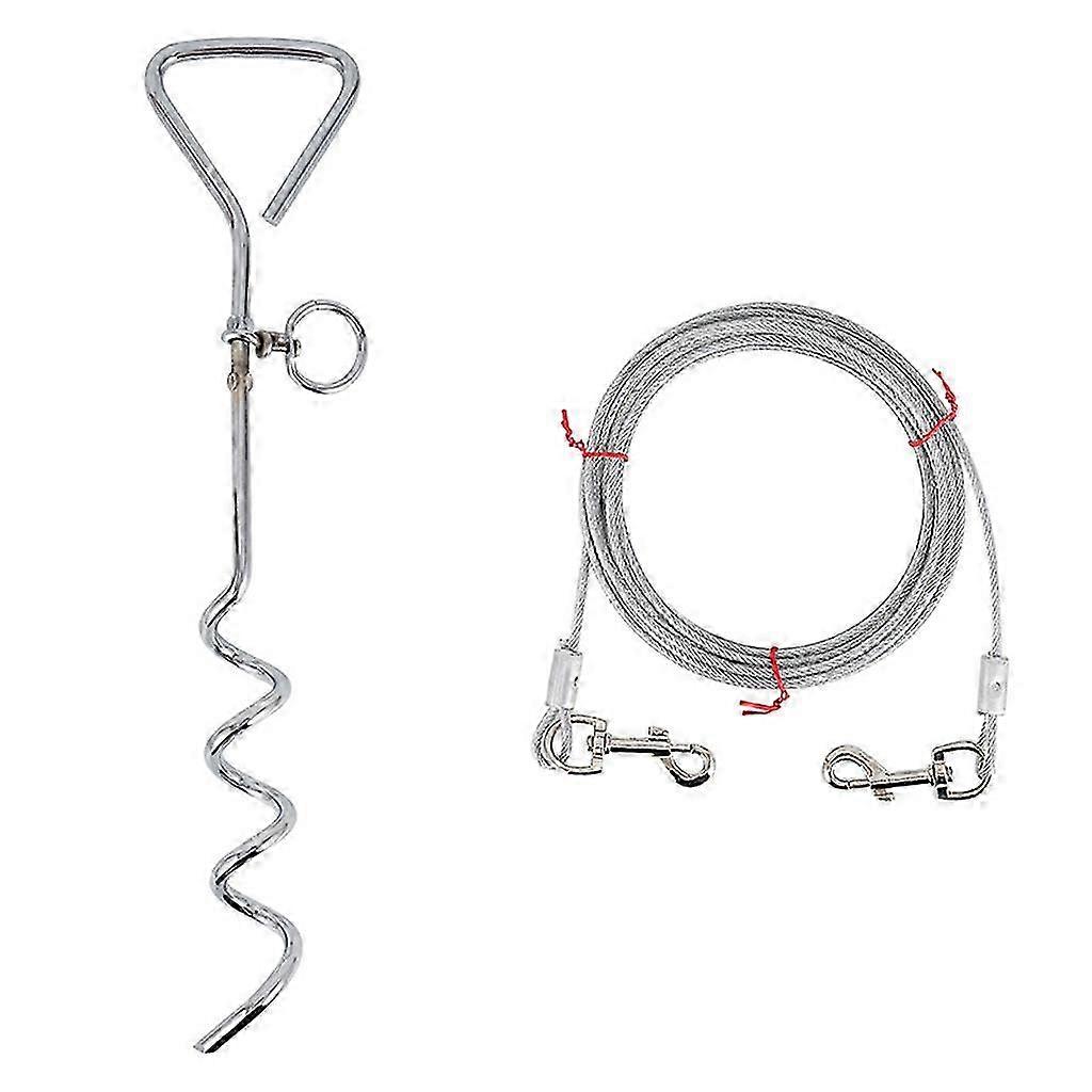 Outdoor Dog Stake with Adjustable Cable for Yard and Garden Training