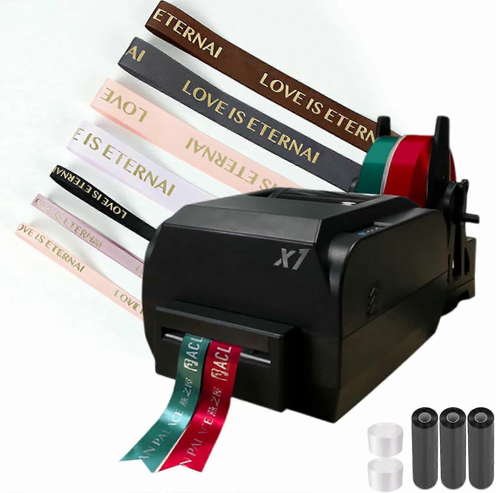 Satin Ribbon Printer with Dual Roll Printing and Custom Text for Gift Wrapping
