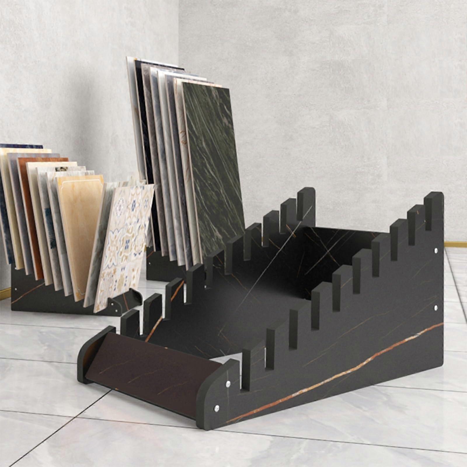 Tile Display Stand with Reversible DoubleSided Design, Wooden Floor Tile Sample Rack for Showroom