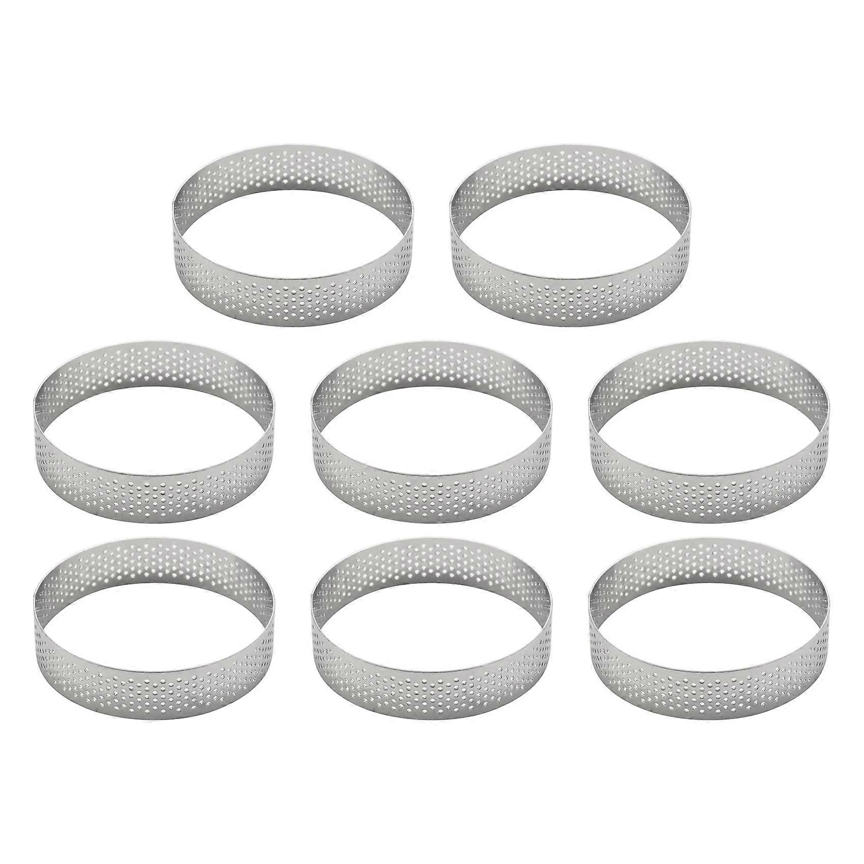 8Pcs Cake Mousse Ring Round Double Rolled Tart Ring Metal Mold 8cm