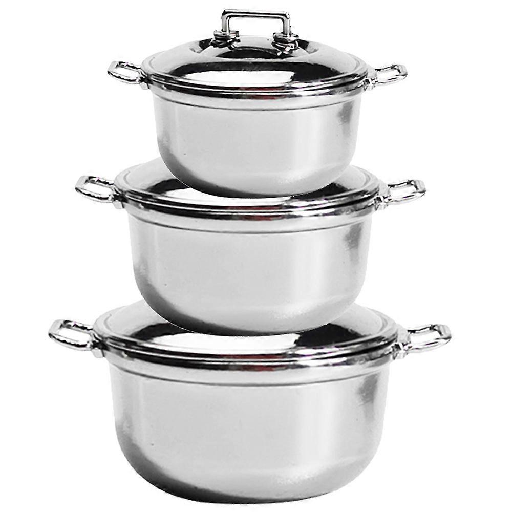 Children Simulation Pots Decorative Mini Cookwares for Kids 3Pcs Set