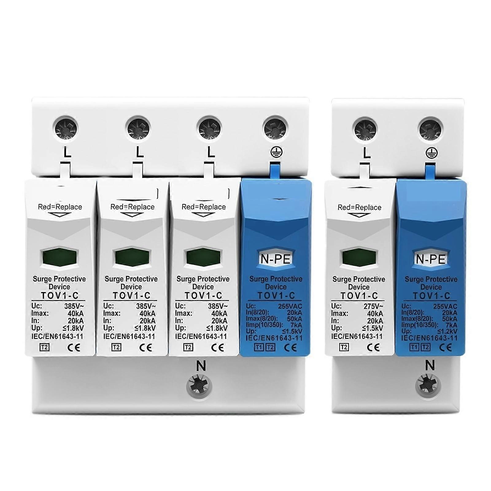 Surge Protector 3P NPE 385V DIN Rail Three Phase SPD T1 T2 with Fast Installation