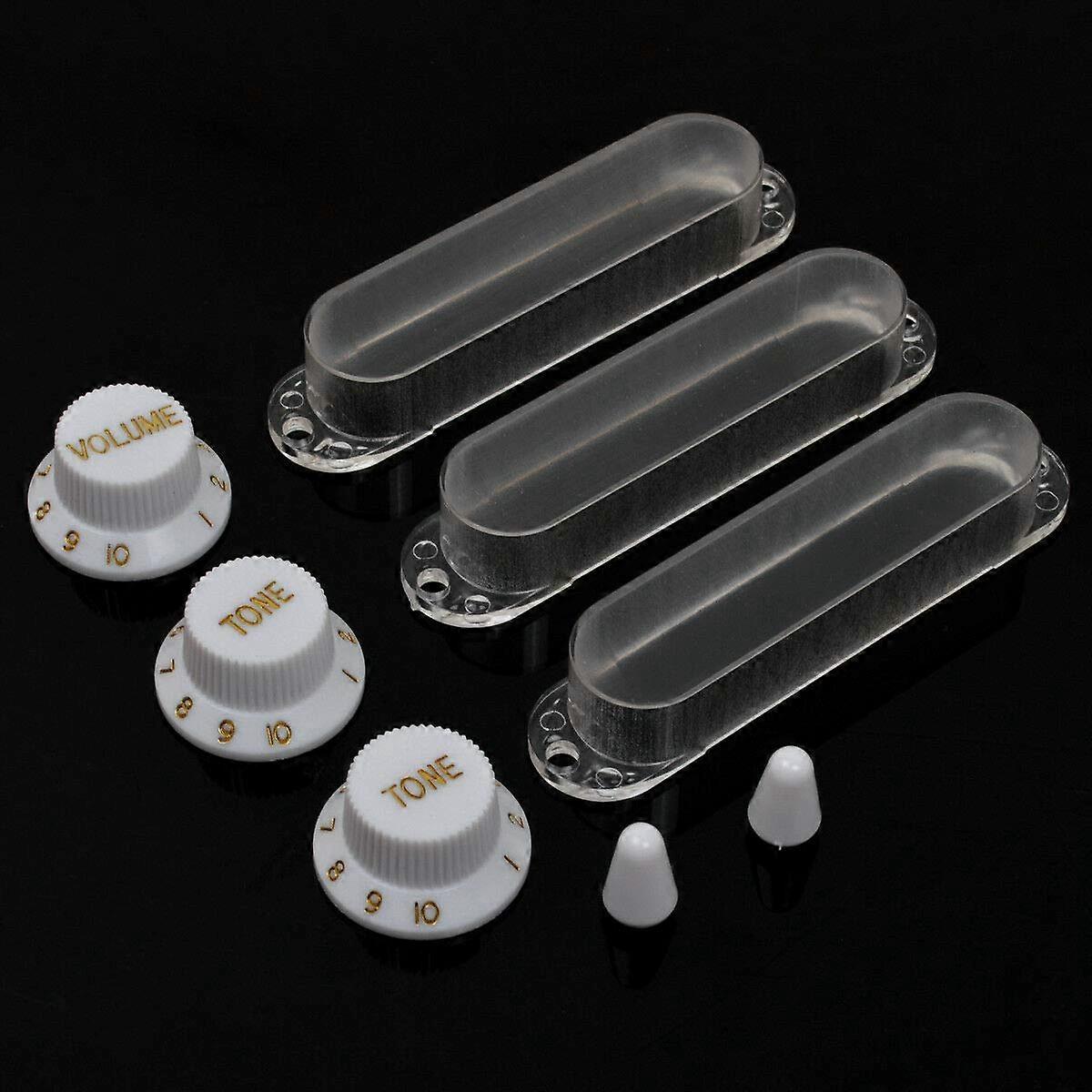 Guitar Replacement Parts 5 Sets Single Coil Pickup Cover Knobs and Switch Tip for Electric