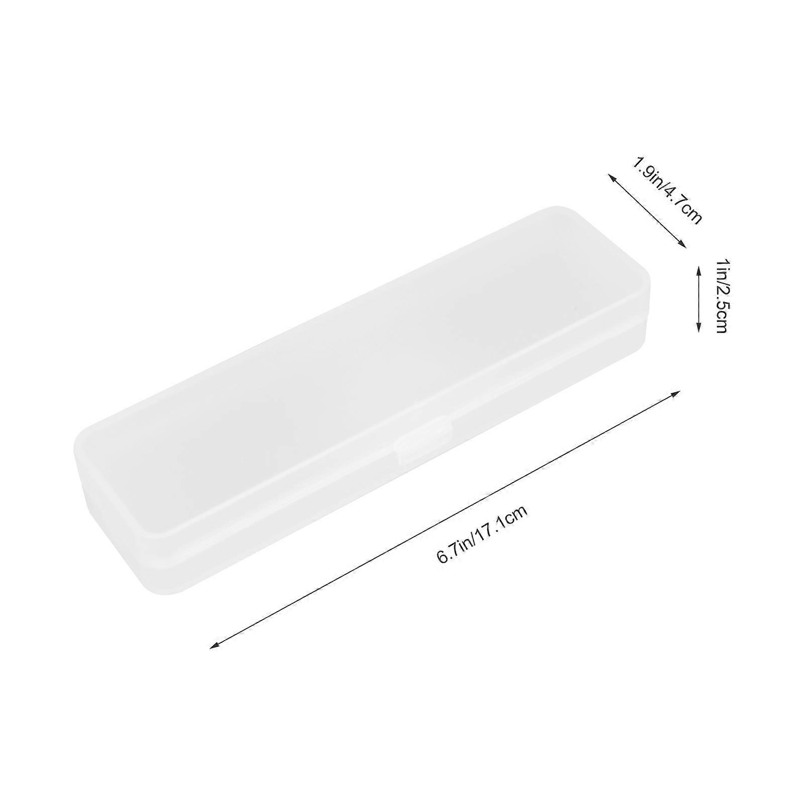 Oblong Pencil Holder Box Transparent Plastic for Storage 5Pcs