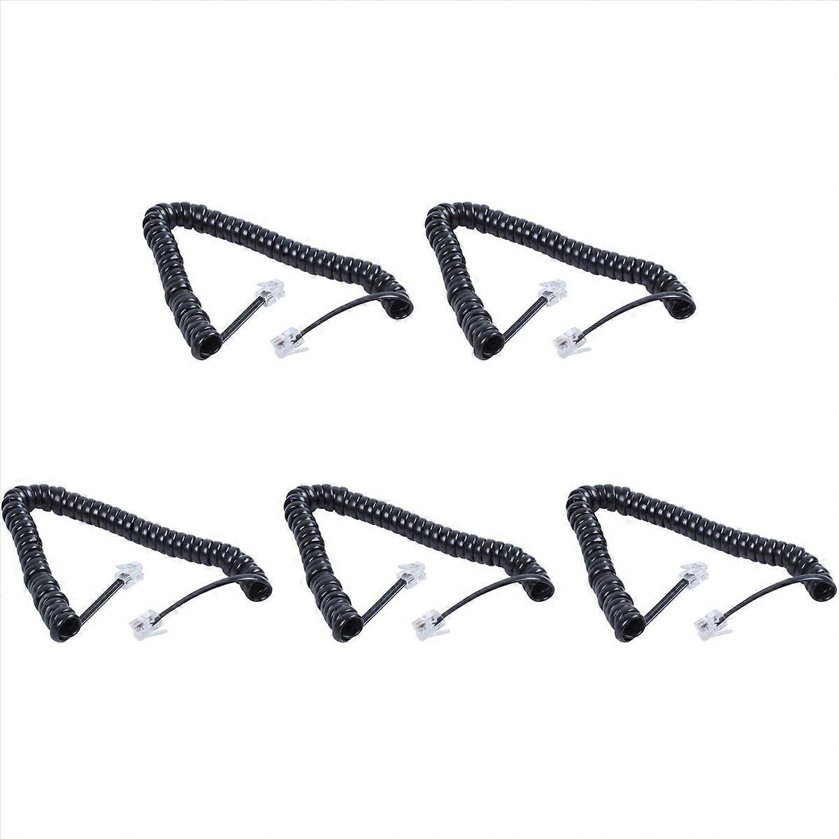 5X Replacement RJ9 4P4C Plug Coiled Stretchy Telephone Handsets Cable Line Black