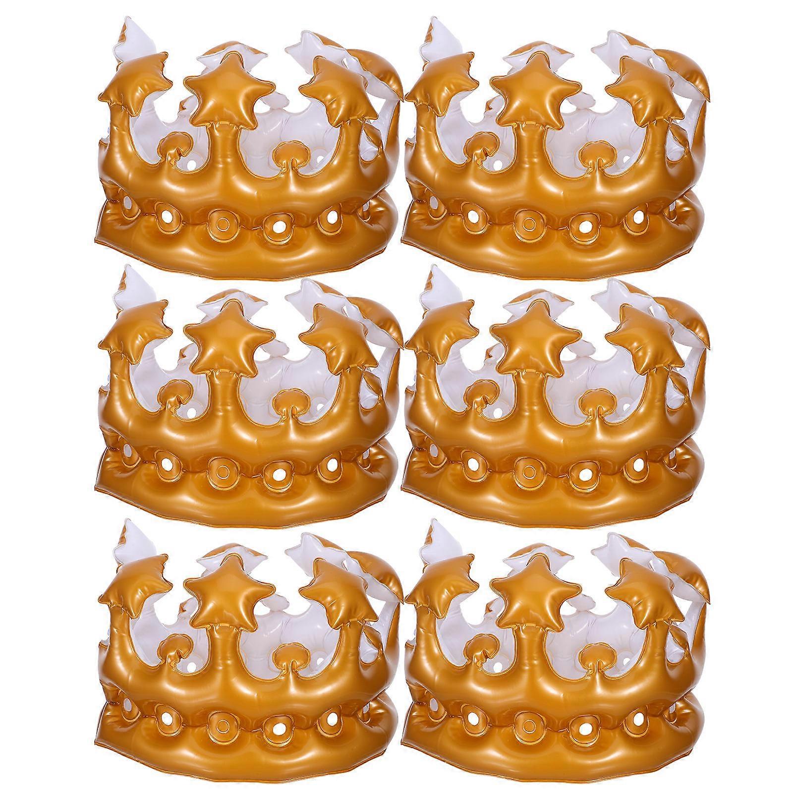 Assorted Color Inflatable Crown Cosplay Crown for Party 6Pcs