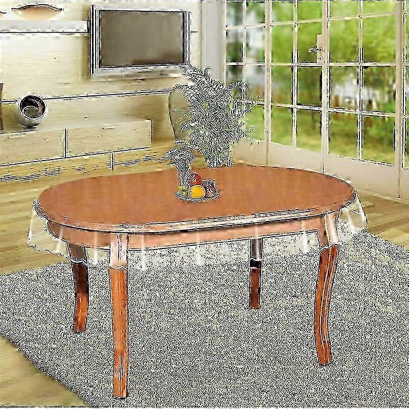 Waterproof Clear Vinyl Oval Tablecloth Protector compatible Kitchen Use