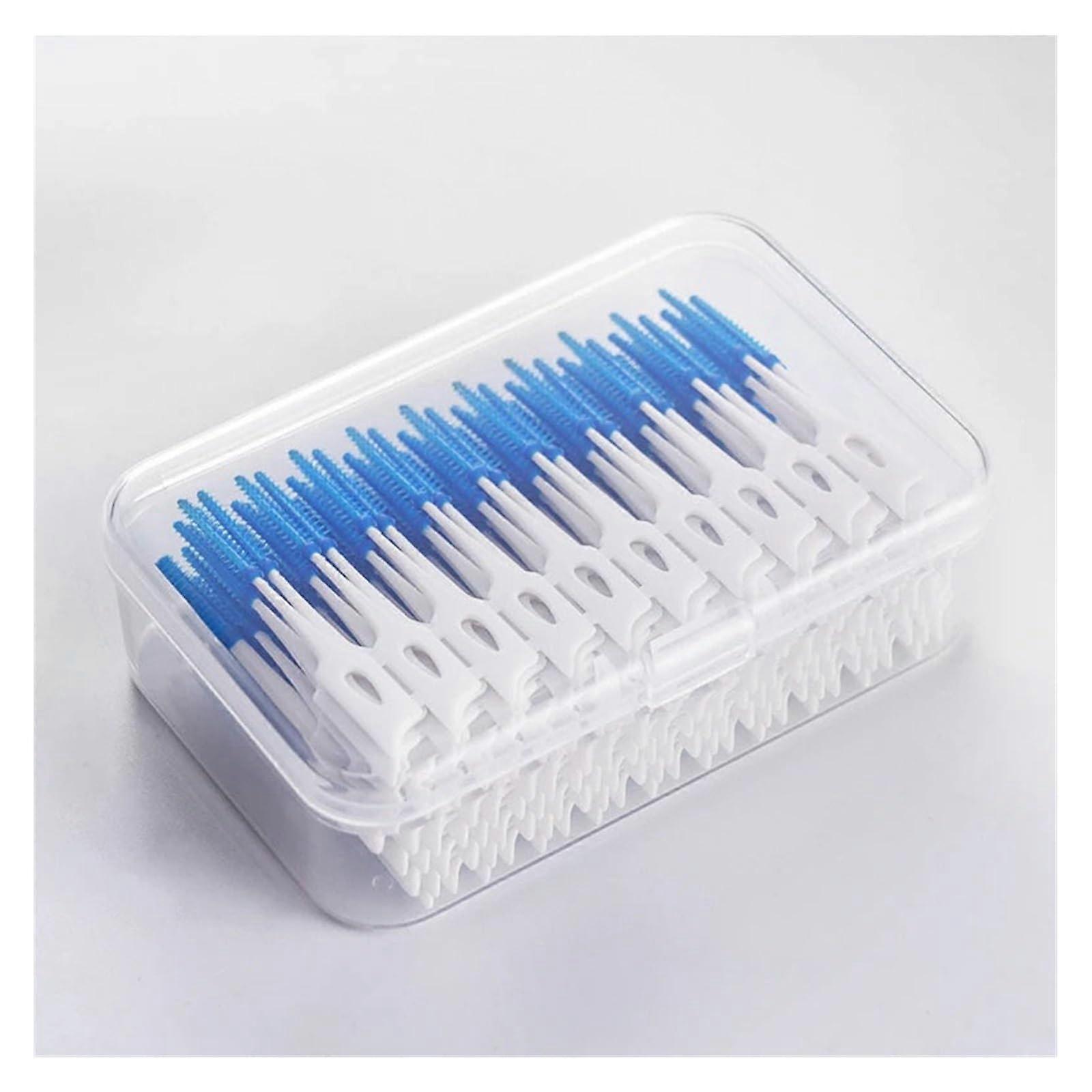Interdental Brushes 200 Pack Blue Dental Picks for Teeth Cleaning Between Teeth with Thread