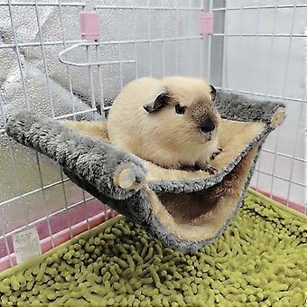 Double Layer Small Pet Hammock 7.87x3.94in Cage Hanging Bed for Guinea Pigs Hamsters Ferrets with Tunnel Design(Gray)