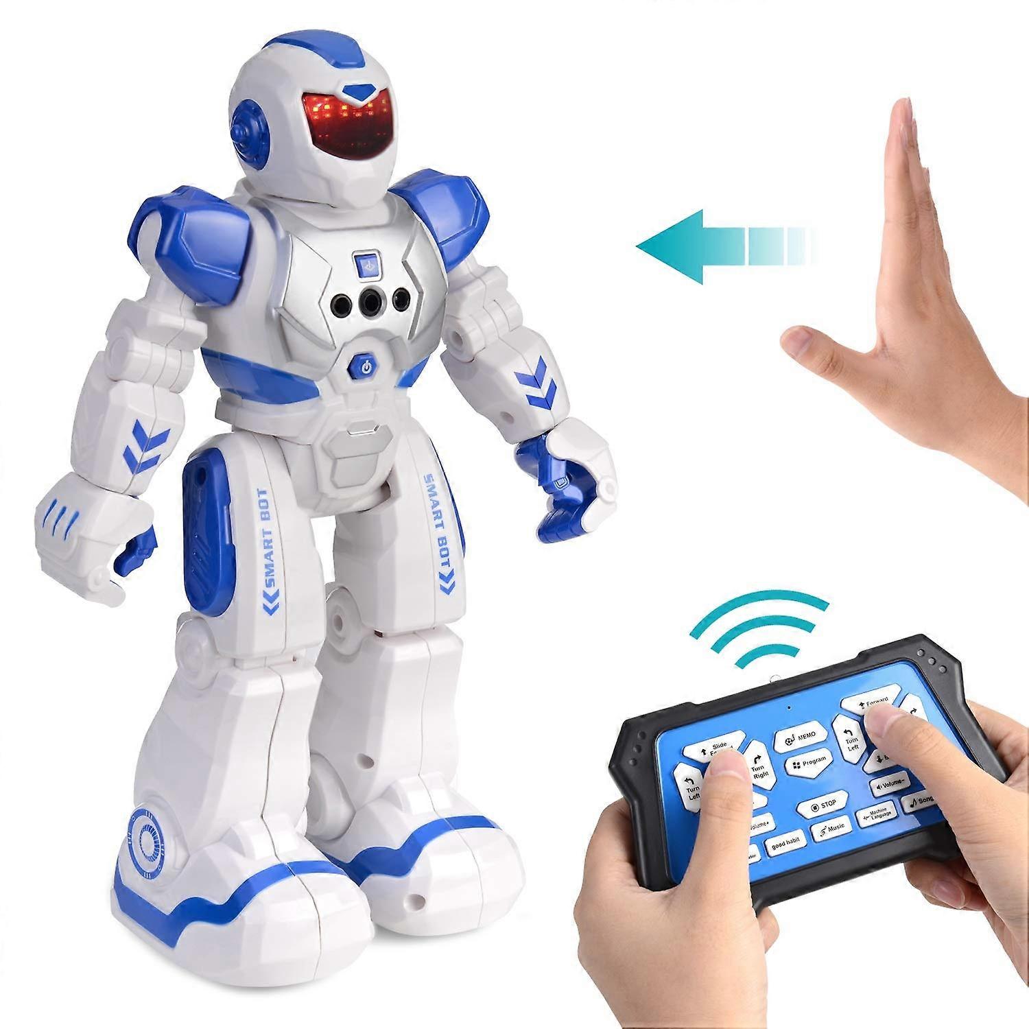 Robot Toy for Kids with Gesture Control, Programmable Actions, Remote Operation, Blue