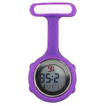 1 st digital display urtavla clip-on fob sjuksköterska brosch nål hängande fickur elektriskt lila