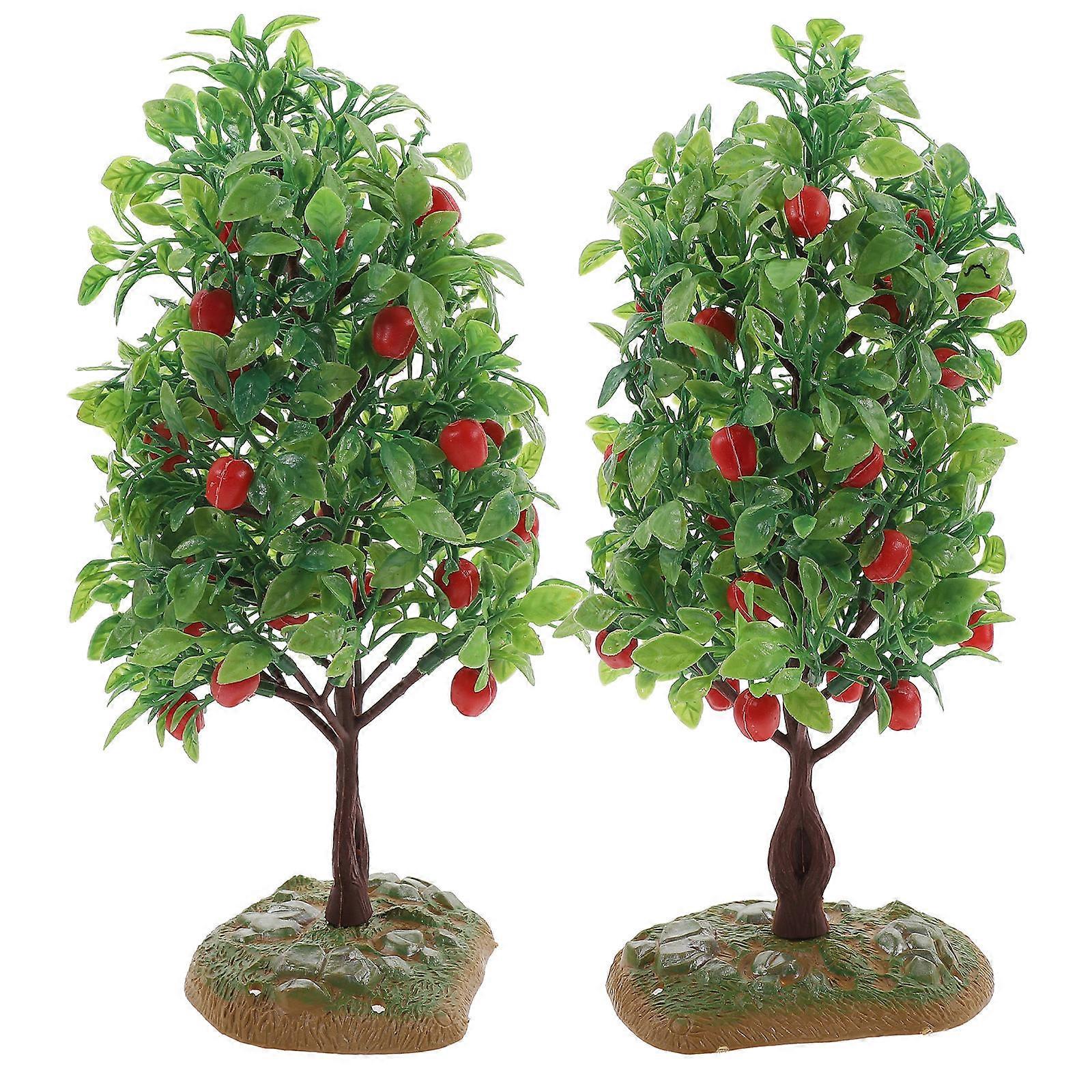 Plastic Fruit Tree Ornament 2Pcs Tree Modeling Decor for Sand Table
