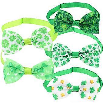5Pcs St. Patrick's and Cat Bow Tie Pet Collars Adjustable Accessories