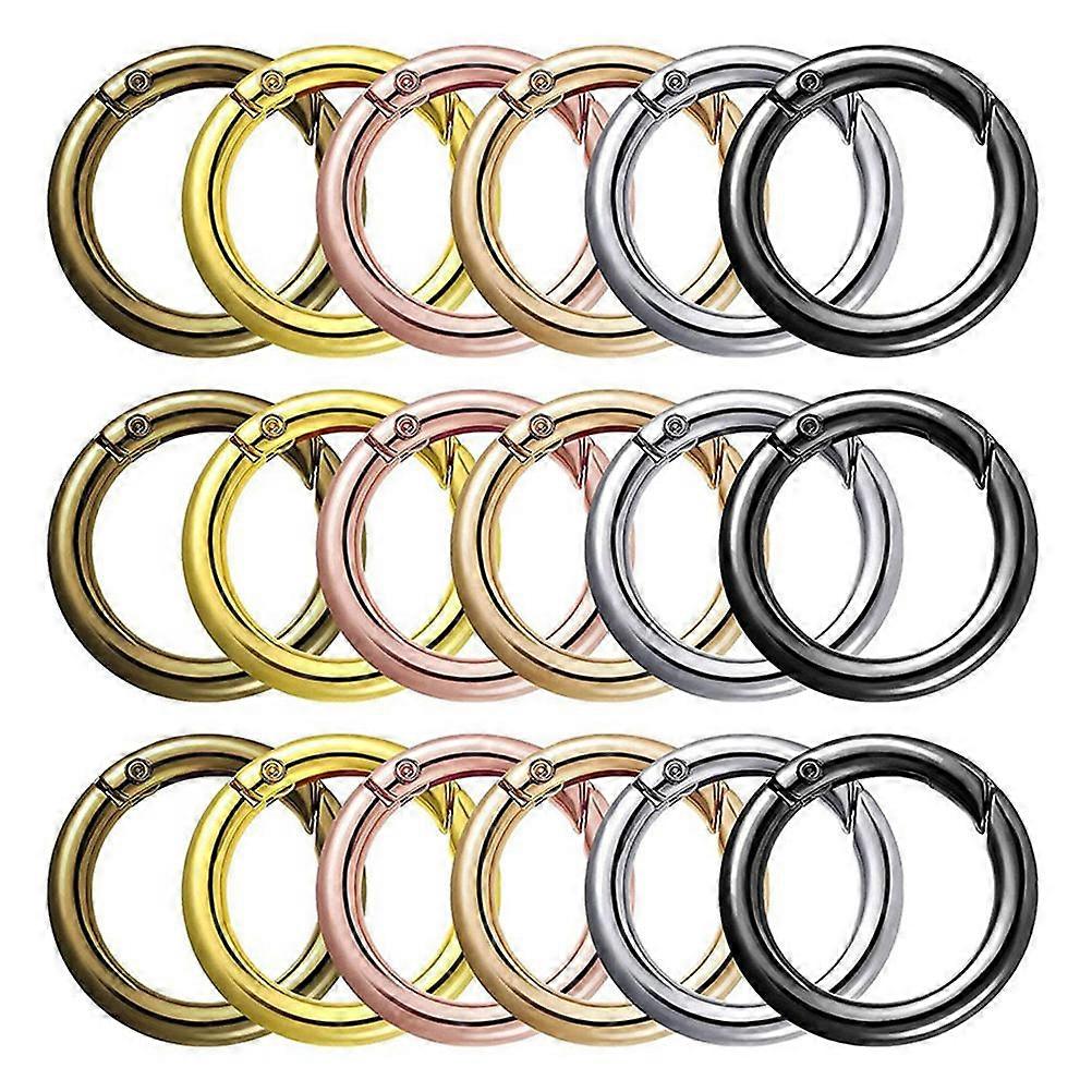 Spring Ring Buckles 18Pcs Round Carabiner Snap Hooks for DIY Projects