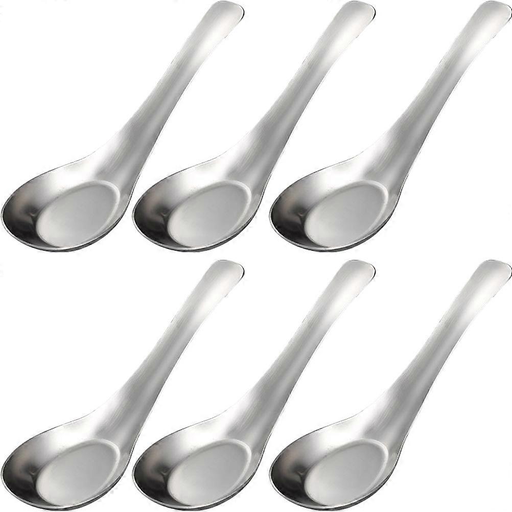Silver Stainless Steel Flat Bottom Spoon for Multi-Function Soup Set 6Pcs