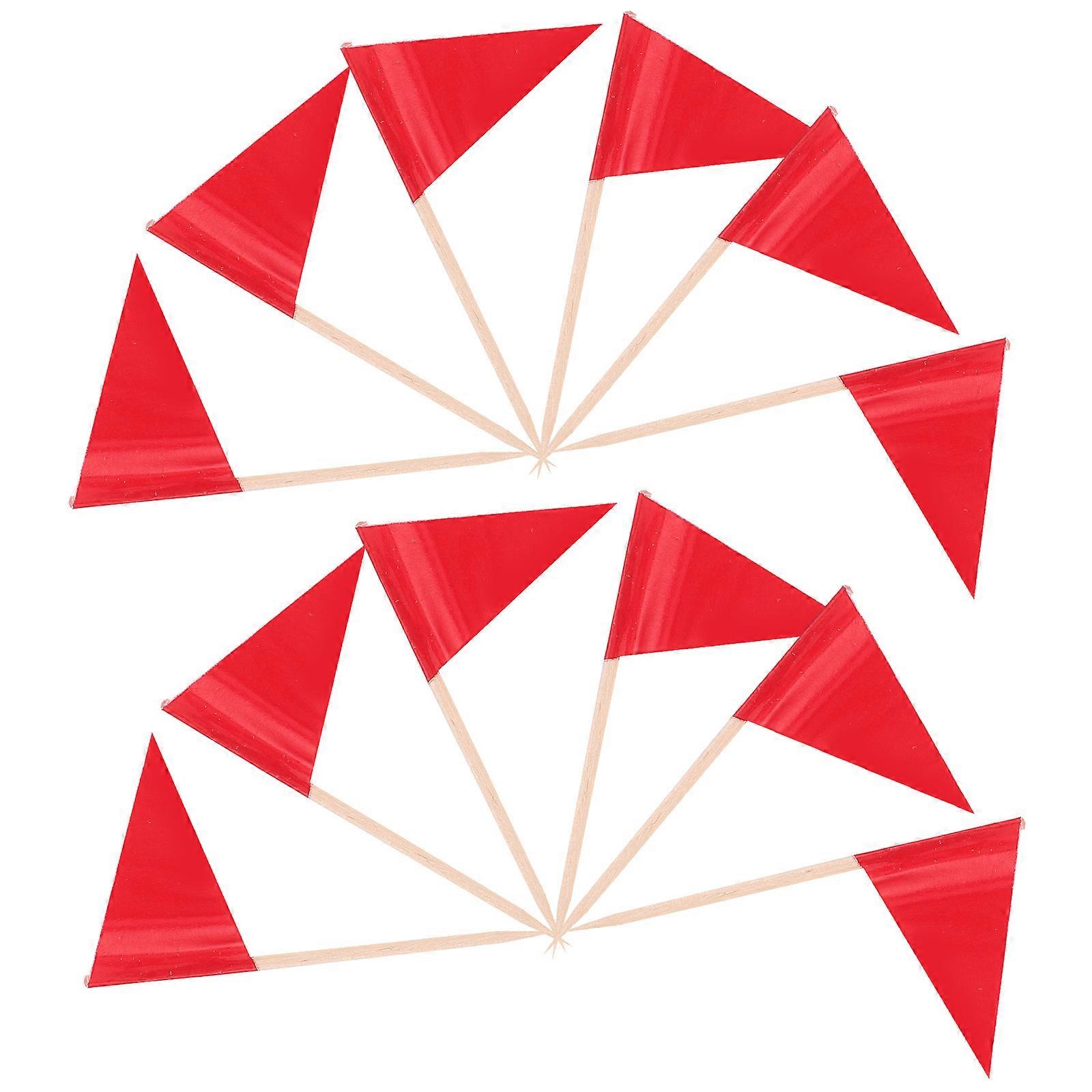 Red Toothpick Flags for Party Decor 100Pcs Solid Small Triangle Cupcake Toppers