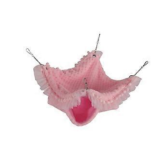 Double Layer Small Pet Swing Hammock Small Pet Double Plush Hammock compatible with Ferret Hamster Parrots Guinea PigPink