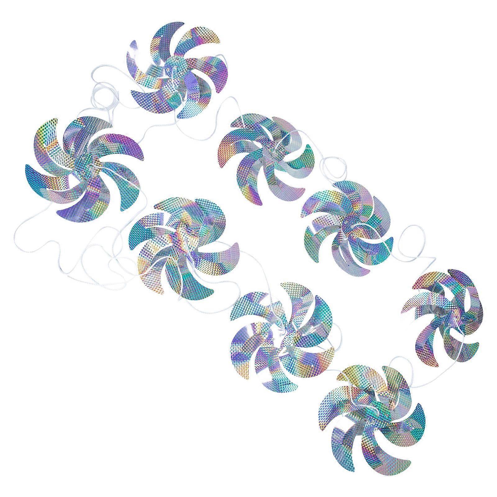 Reflective Rotating Windmill Pinwheel String for Bird Deterrent 1Set